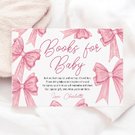Tarjeta De Recepción Navidades Coquette Pink Bow Books Baby Shower