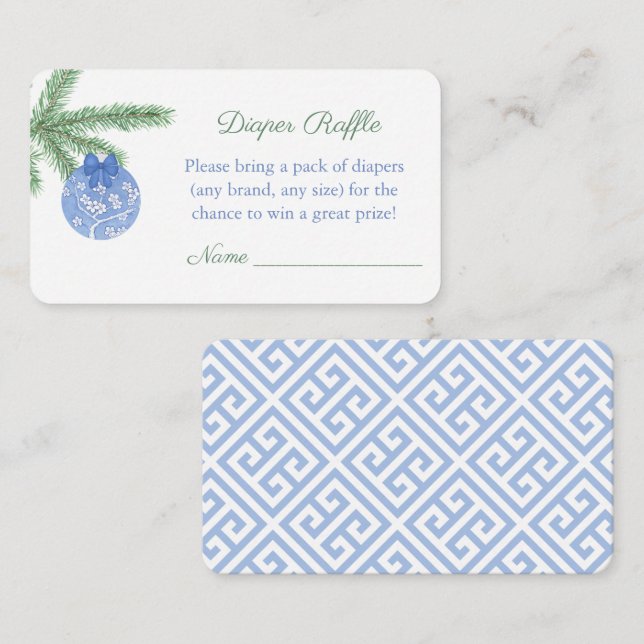 Tarjeta De Recepción Navidades de acuarela Baby Shower Diaper Raffle (Anverso / Reverso)