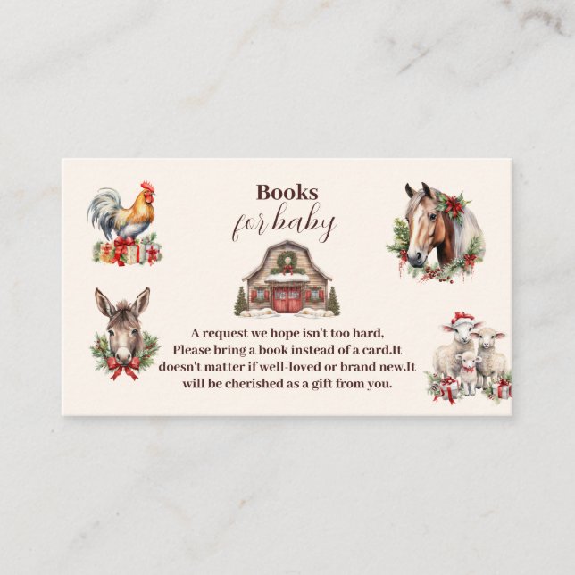 Tarjeta De Recepción Navidades de animales de granja de invierno libros (Anverso)
