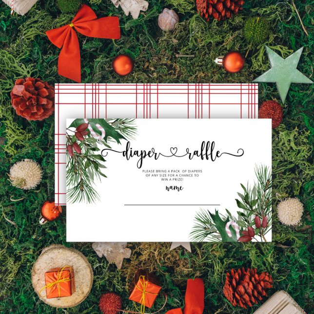 Tarjeta De Recepción Navidades de Evergreen temas boleto de rifa de pañ (Subido por el creador)