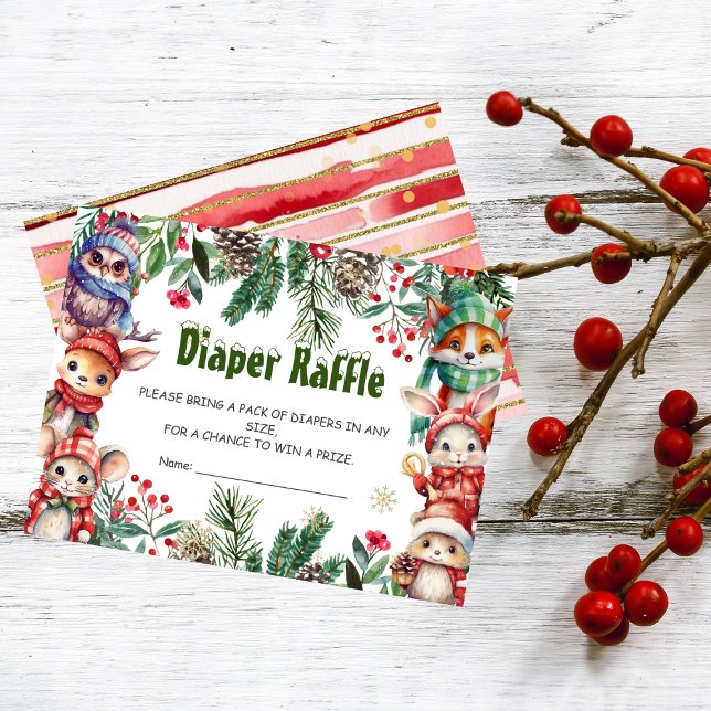 Tarjeta De Recepción Navidades de invierno Bosque animales Diaper Raffl (Subido por el creador)