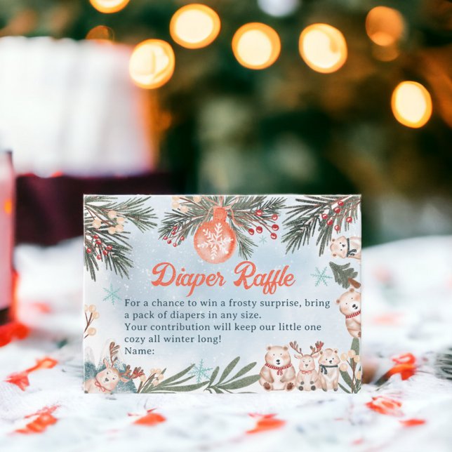 Tarjeta De Recepción Navidades de invierno de animales de compañía Duch (Cute Animals Winter Christmas Diaper baby shower Enclosure Card)