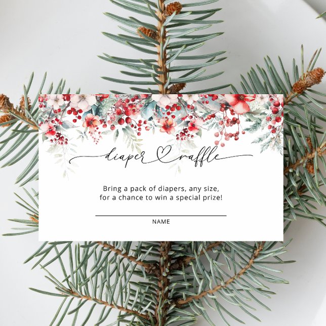 Tarjeta De Recepción Navidades de invierno de Berry Floral Diaper Raffl (Subido por el creador)