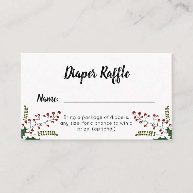 Tarjeta De Recepción Navidades de invierno Diaper Raffle (Anverso)