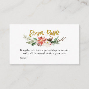 Tarjeta De Recepción Navidades de invierno Floral Diaper Raffle
