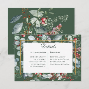 Tarjeta De Recepción Navidades de invierno Green Green Details Boda