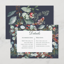 Tarjeta De Recepción Navidades de invierno  marina verde detalla Boda