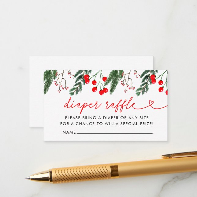 Tarjeta De Recepción Navidades de invierno modernos Baby Shower Diaper  (Anverso/Reverso In Situ)