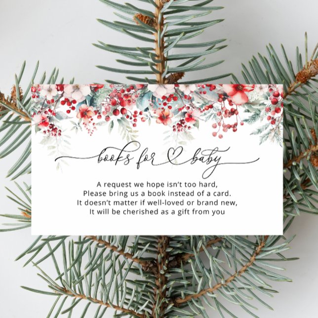Tarjeta De Recepción Navidades de invierno rojos libros de flores para  (Subido por el creador)