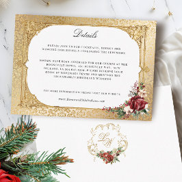 Tarjeta De Recepción Navidades de Opulencia Dorada Boda Floral