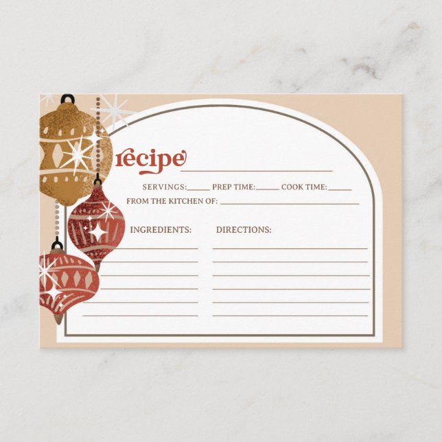 Tarjeta De Recepción Navidades de ornamentos retro bauble receta roja (Anverso)