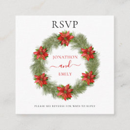 Tarjeta De Recepción Navidades de Poinsettia Boda Código QR RSVP