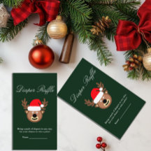 Navidades de renos Baby Shower Diaper Raffle Card