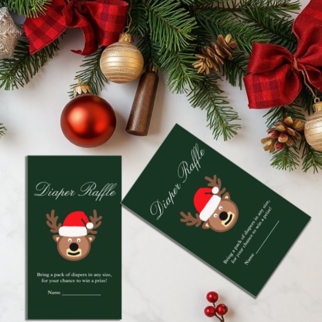 Tarjeta De Recepción Navidades de renos Baby Shower Diaper Raffle Card (Subido por el creador)