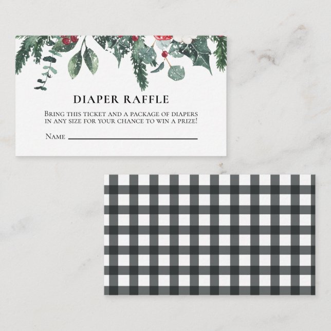 Tarjeta De Recepción Navidades de Santa Bebé Baby Shower Diaper Raffle (Anverso / Reverso)