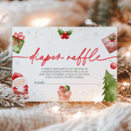 Tarjeta De Recepción Navidades de Santa Bebé Baby Shower Diaper Raffle