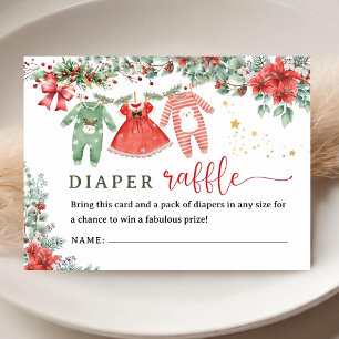 Tarjeta De Recepción Navidades de Santa Bebé Baby Shower Diaper Raffle