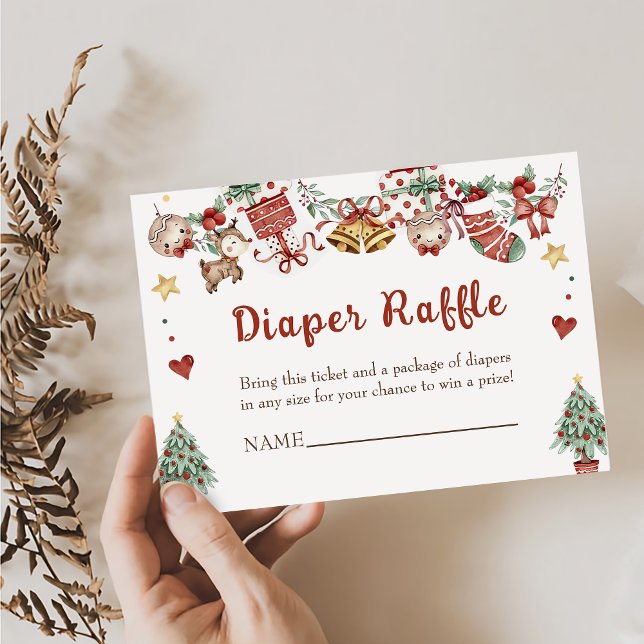 Tarjeta De Recepción Navidades de Santa Bebé Baby Shower Diaper Raffle (Subido por el creador)