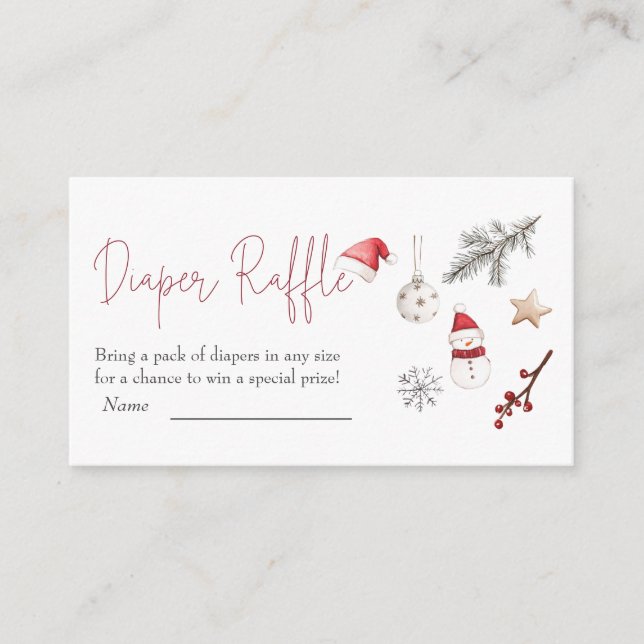 Tarjeta De Recepción Navidades de Santa Bebé Baby Shower Diaper Raffle (Anverso)