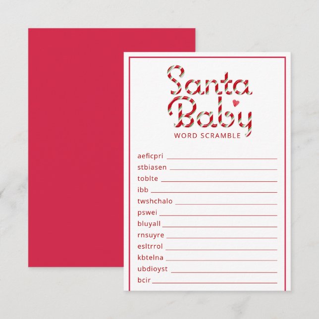 Tarjeta De Recepción Navidades de Santa Bebé Juego de Cramble (Anverso / Reverso)