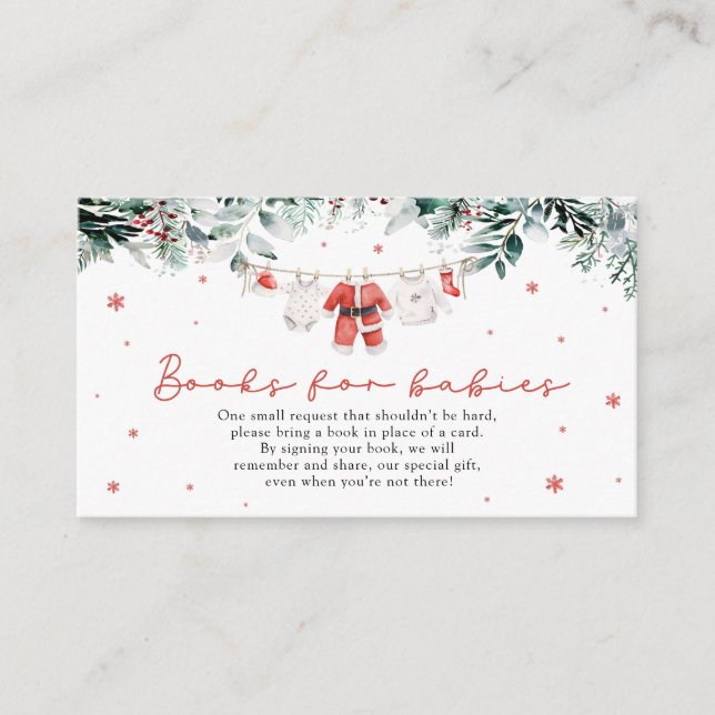 Tarjeta De Recepción Navidades de Santa Claus Clothesline - Libros para (Anverso)