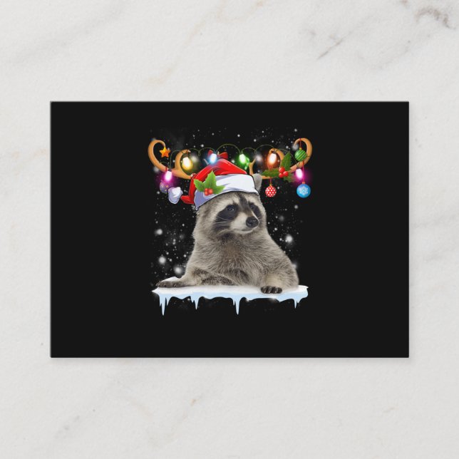 Tarjeta De Recepción Navidades de Santa Hat Raccoon Pajamas (Anverso)