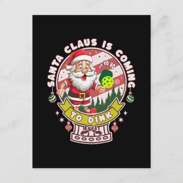 Tarjeta De Recepción Navidades de Santa Pickleball, Funny Santa (Anverso)