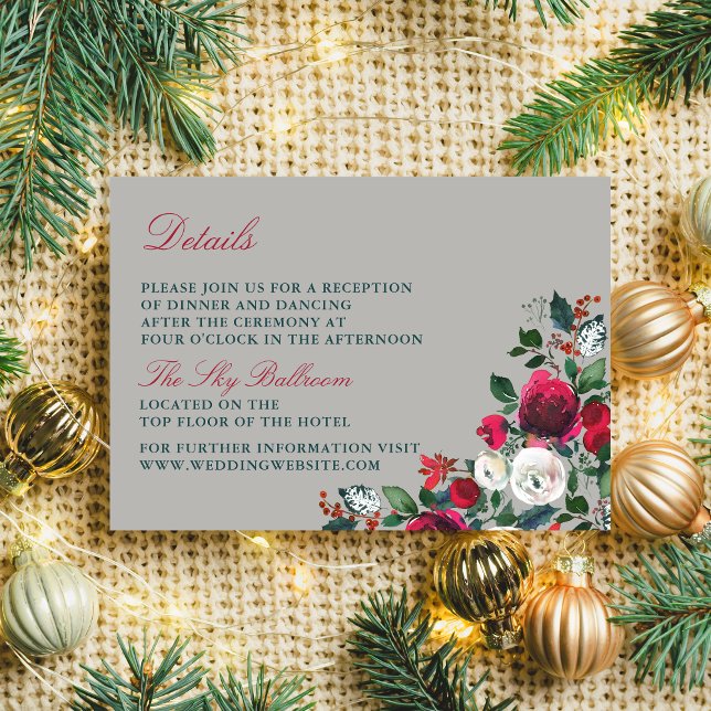 Tarjeta De Recepción Navidades de vacaciones florales de invierno Boda  (Subido por el creador)