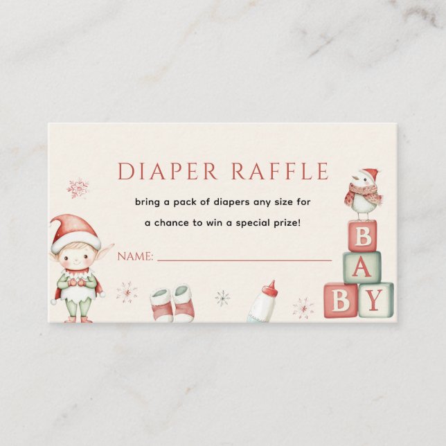 Tarjeta De Recepción Navidades del Polo Norte Parto de Bebé Raffle (Anverso)