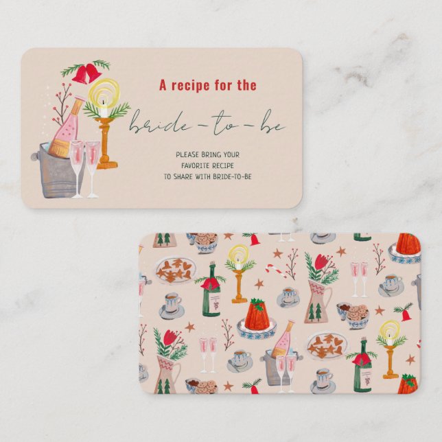 Tarjeta De Recepción Navidades desprendidos a mano Ducha de novia compa (Anverso / Reverso)