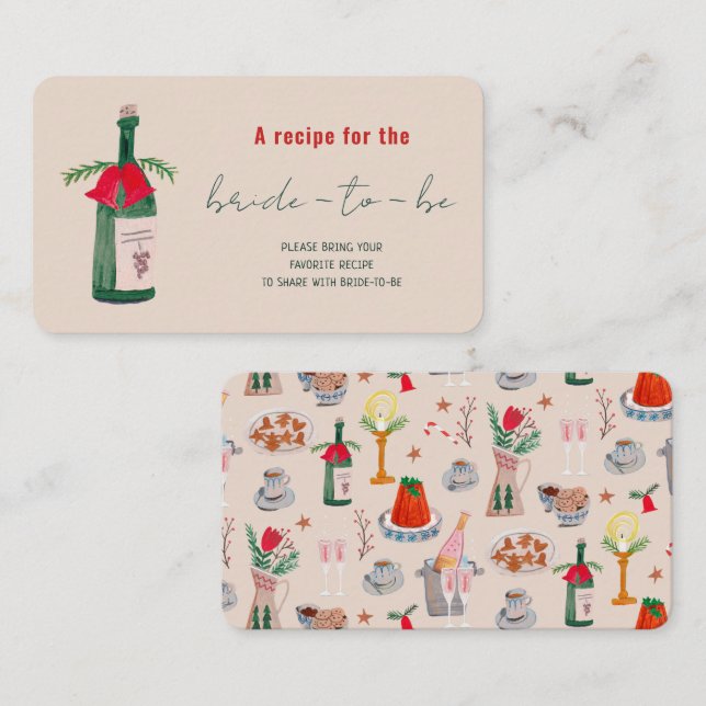 Tarjeta De Recepción Navidades desprendidos a mano Ducha de novia compa (Anverso / Reverso)