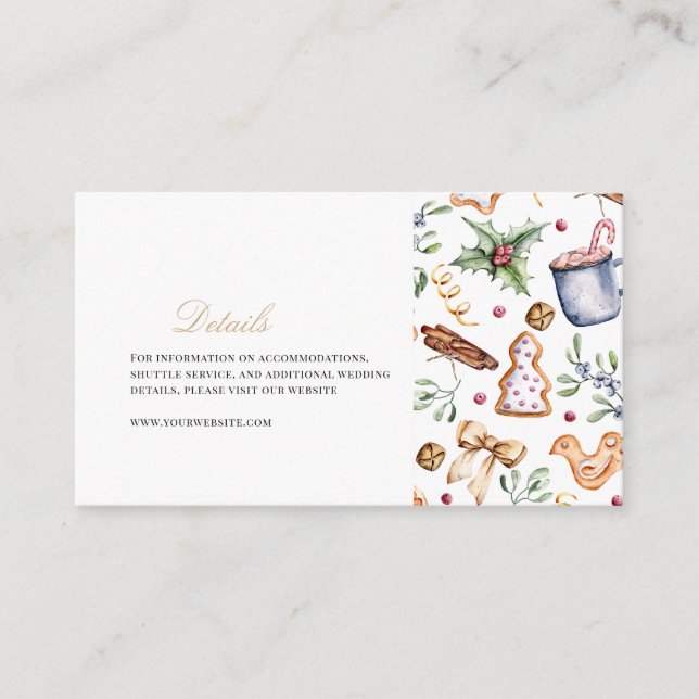 Tarjeta De Recepción Navidades elegantes decoran detalles de invierno (Anverso)