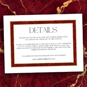 Tarjeta De Recepción Navidades elegantes frontera de damasco rojo