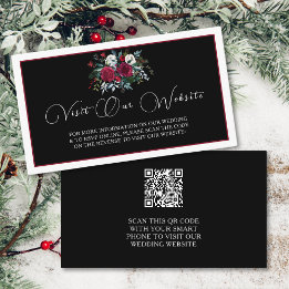 Tarjeta De Recepción Navidades elegantes Rosa floral Boda de código QR
