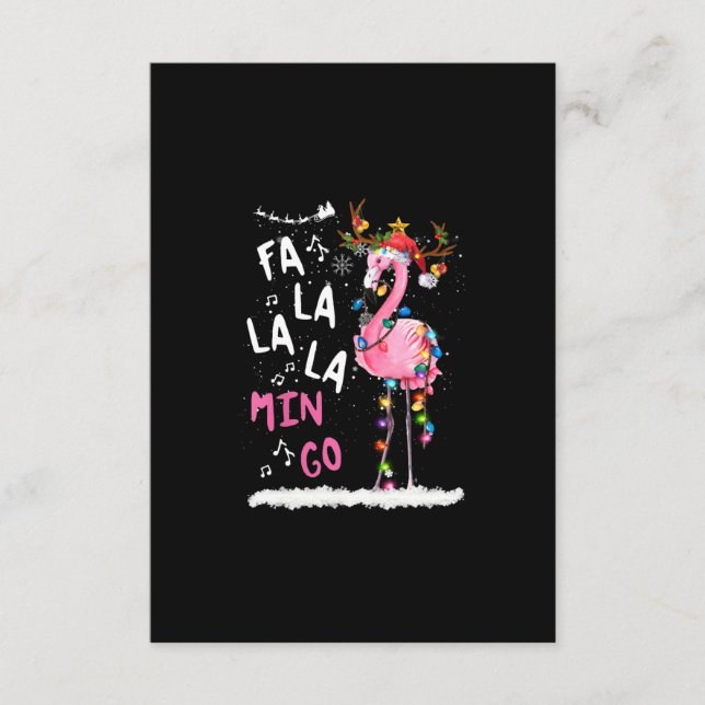 Tarjeta De Recepción Navidades - Fa-La-Mingo Flamingo Con Navidades (Anverso)