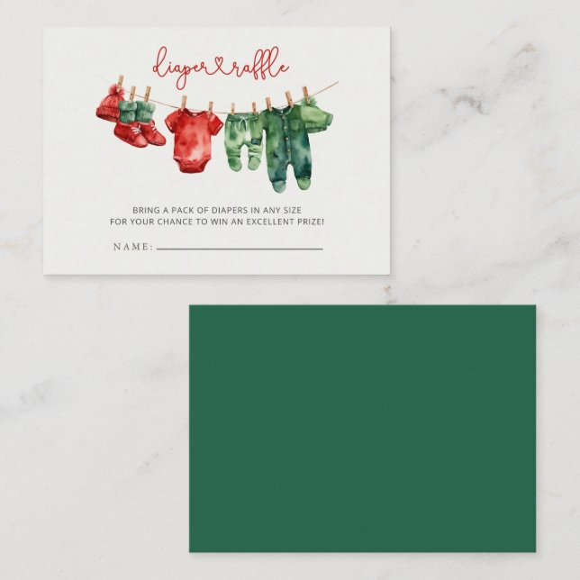 Tarjeta De Recepción Navidades Feliz Pequeño Baby Shower Diaper Raffle (Anverso / Reverso)