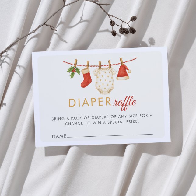 Tarjeta De Recepción Navidades Feliz Pequeño Baby Shower Diaper Raffle (Subido por el creador)