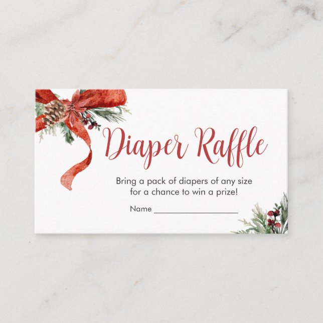 Tarjeta De Recepción Navidades Feliz Pequeño Baby Shower Diaper Raffle (Anverso)