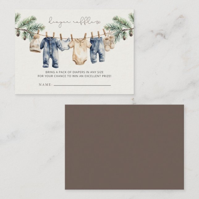 Tarjeta De Recepción Navidades Feliz Pequeño Baby Shower Diaper Raffle (Anverso / Reverso)
