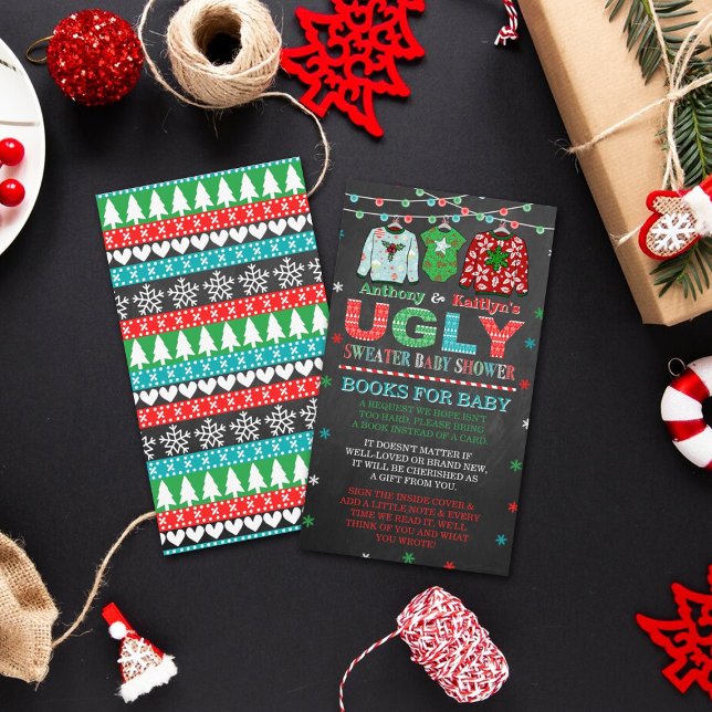 Tarjeta De Recepción Navidades Feo Sweater Libros De Baby Shower Para B (Subido por el creador)