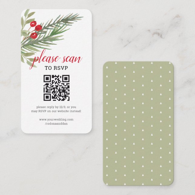 Tarjeta De Recepción Navidades festivos RSVP con código QR (Anverso / Reverso)