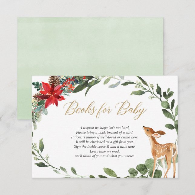 Tarjeta De Recepción Navidades follaje para bebé libro de ciervos inser (Anverso / Reverso)