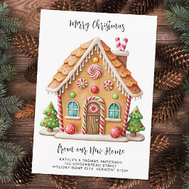 Tarjeta De Recepción Navidades Gingerbread Casa Nueva Dirección Moviénd