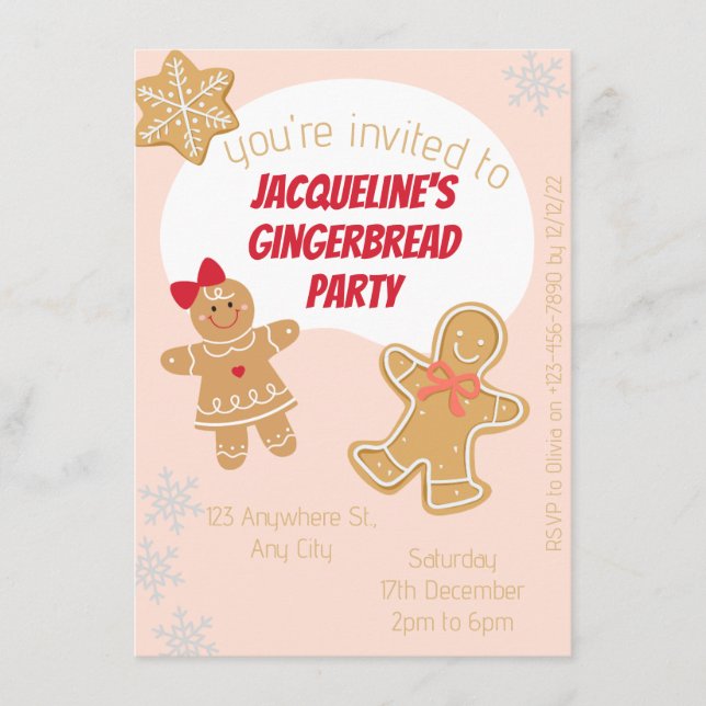 Tarjeta De Recepción Navidades Gingerbread Cookie Género Revuelta Ducha (Anverso)