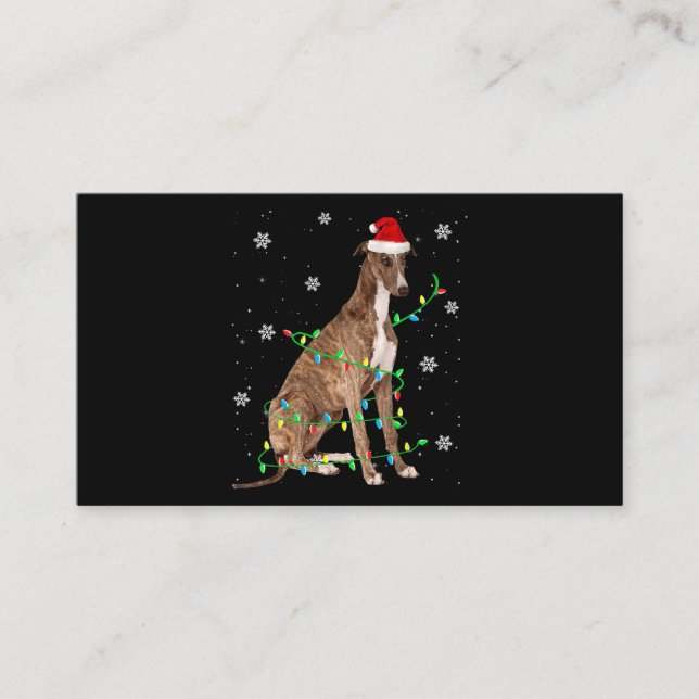 Tarjeta De Recepción navidades grises iluminan lindo santa greyhound (Anverso)