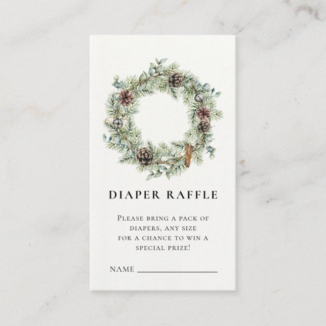 Tarjeta De Recepción Navidades Holiday Wreath Baby Shower (Anverso)