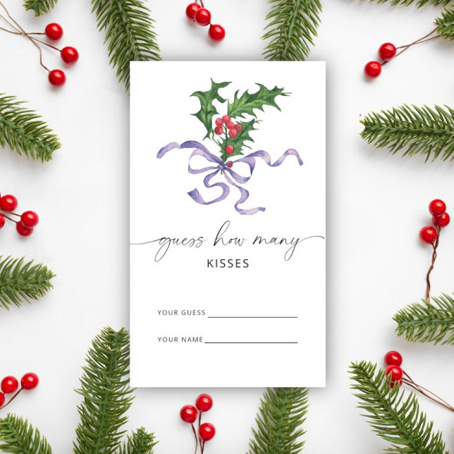 Tarjeta De Recepción Navidades holly - adivina cuántos besos novia (Subido por el creador)