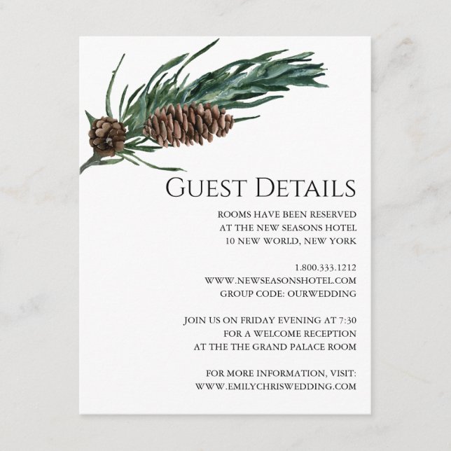 Tarjeta De Recepción Navidades Joy | Detalles de invitado de acuarela d (Anverso)