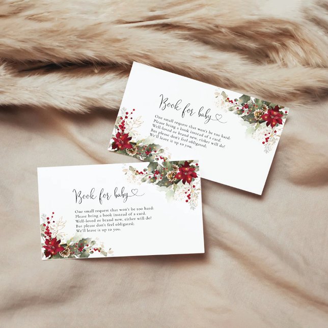Tarjeta De Recepción Navidades Libros De Poinsettia Roja Para Bebé (Subido por el creador)