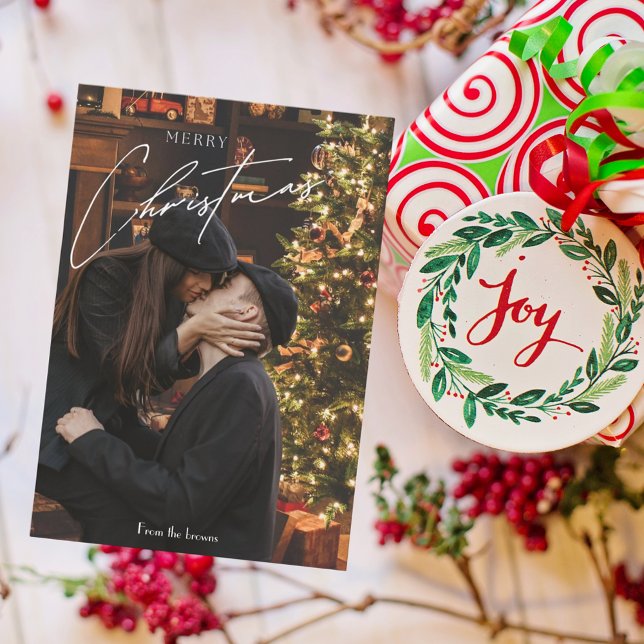 Tarjeta De Recepción Navidades modernos de moda | Foto Romántica Pareja (Subido por el creador)